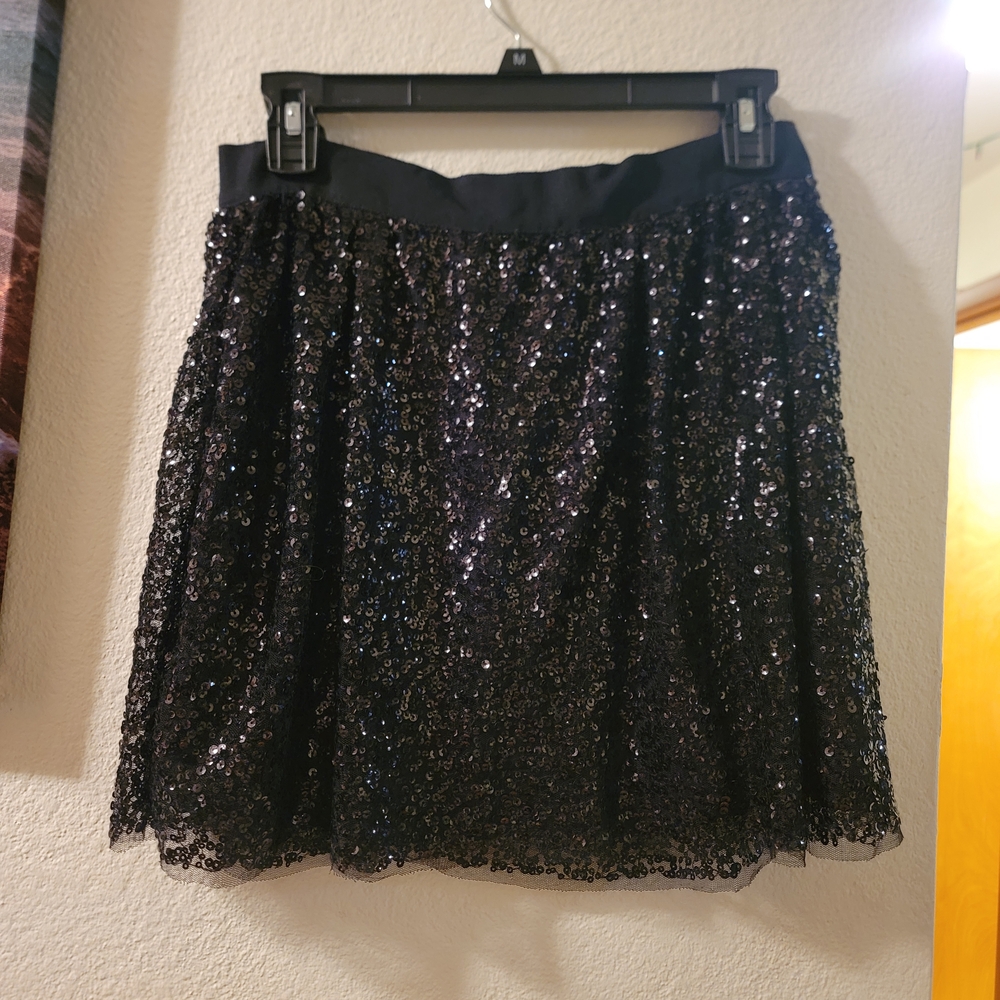 J. Crew Sparkling Black Mini Skirt